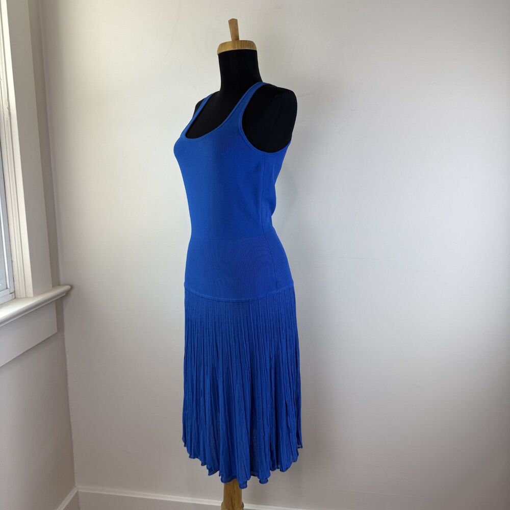 Lauren Ralph Lauren Cobalt Blue DropWaist Sleeveless Tank Dress Ribbed Pleated S